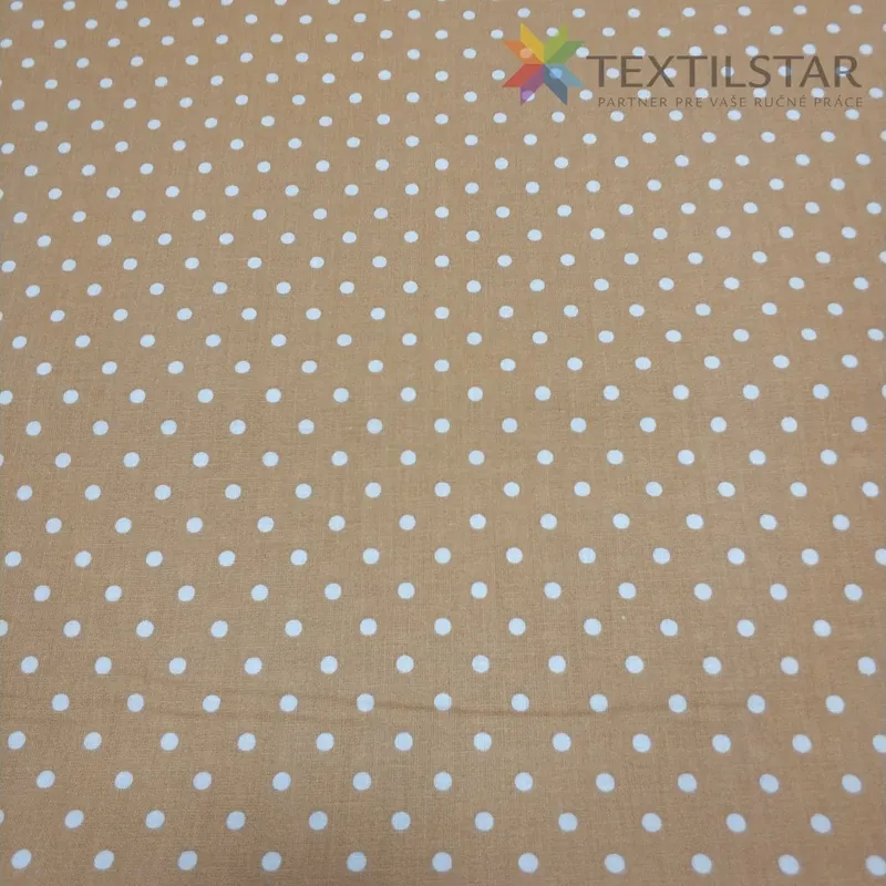 Bavlnená látka Biele bodky 4mm na horčicovožltom podklade