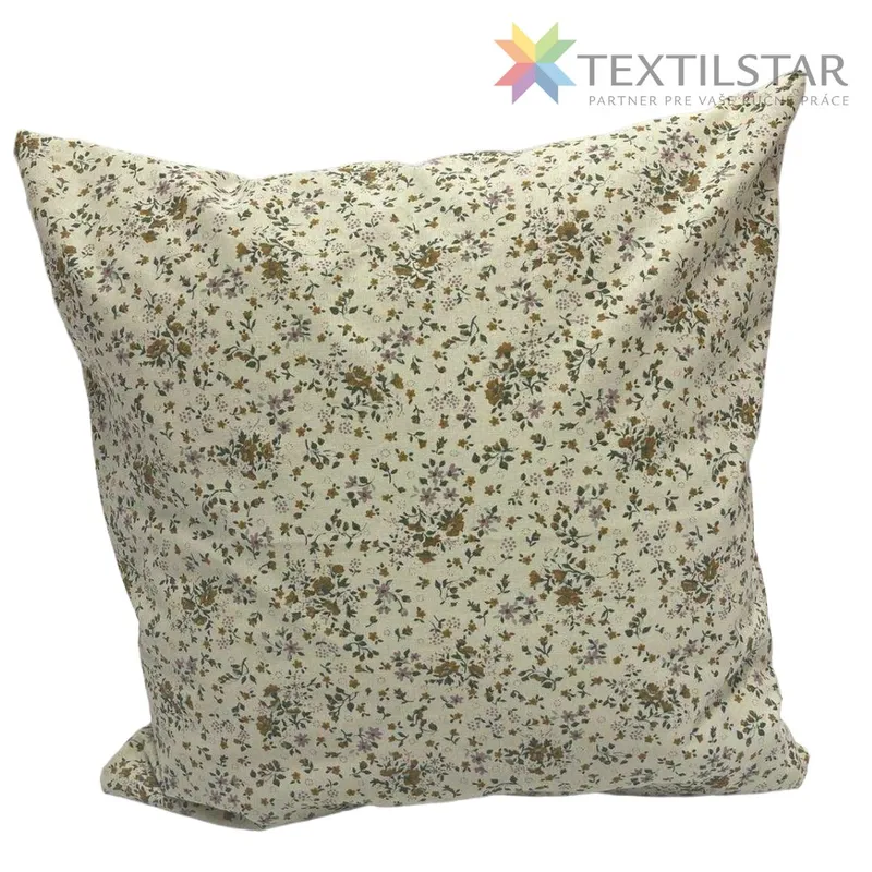 Obliečky vankúše, Výrobky z našej dielne, Vankúšiky, Bavlnené obliečky na vankúše, Bytový textil a dekorácie - Bavlnená obliečka na vankúš 40x40cm -kvietky na krémovom podklade
