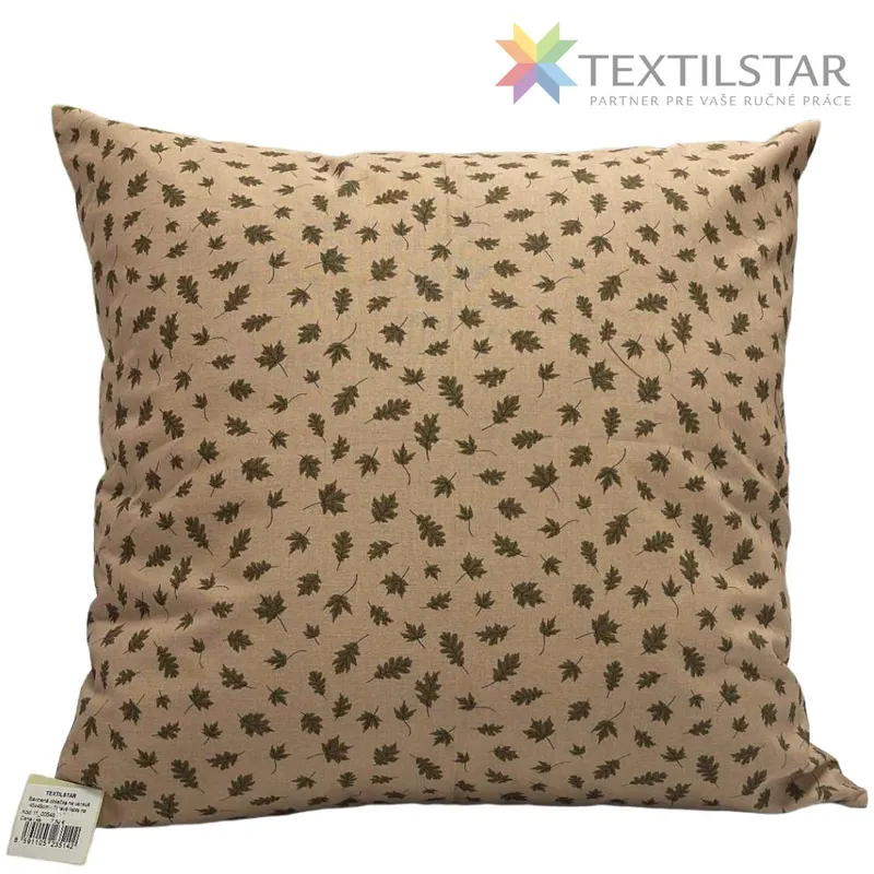 Bavlnená obliečka na vankúš 45x45cm - Tmavé lístky na hnedom podklade