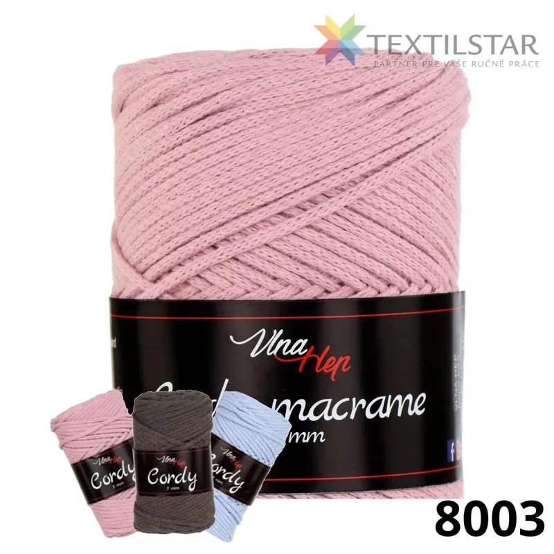 Cordy 2,5mm - macrame 8003-tmavšia ružová
