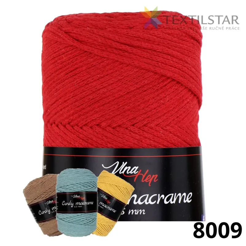 Cordy 2,5mm - macrame 8009-červená