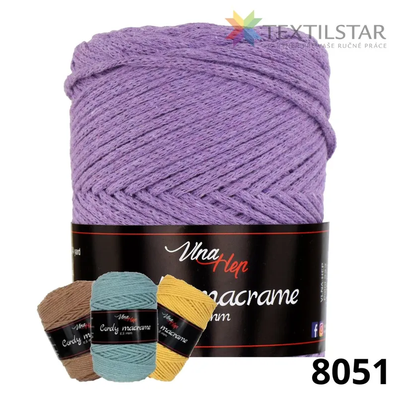 Cordy 2,5mm - macrame 8051-fialová