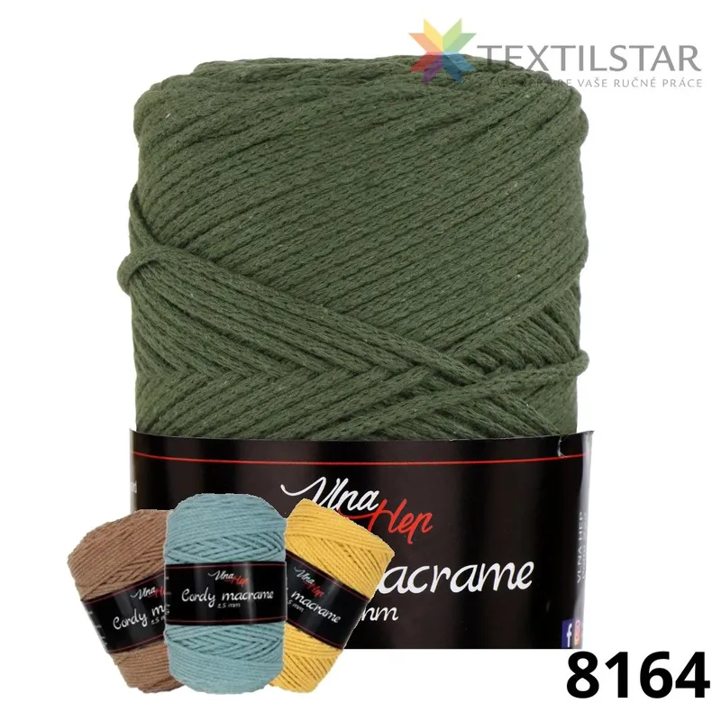 Cordy 2,5mm - macrame 8164-sivozelená