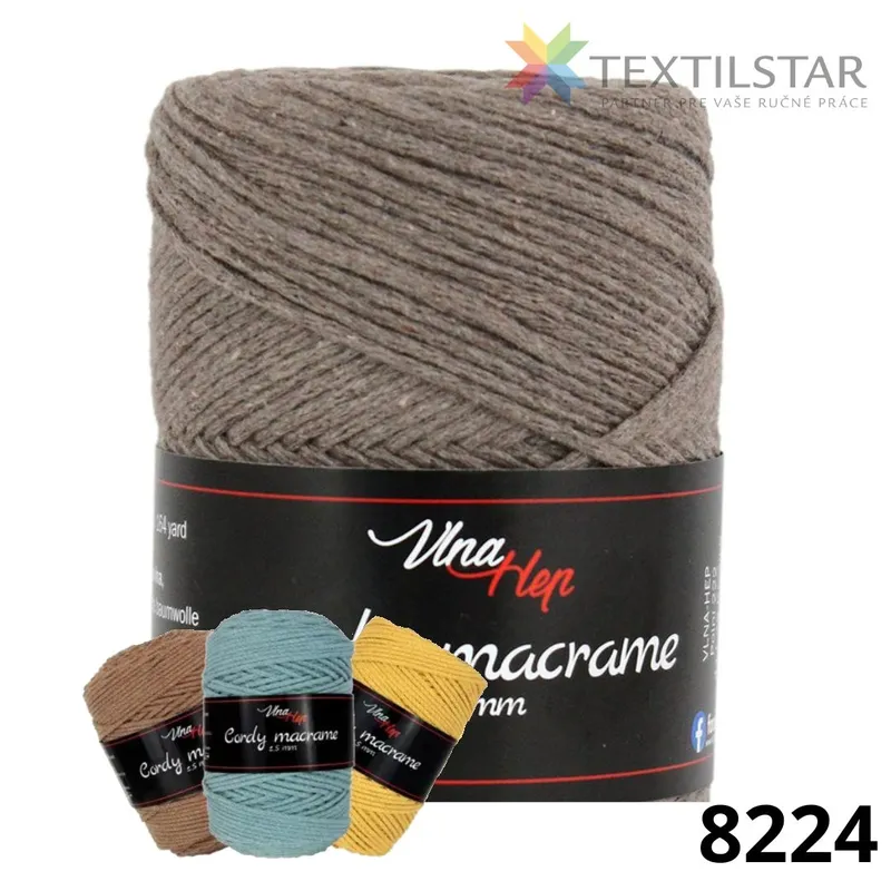 Cordy 2,5mm - macrame 8224-hnedá