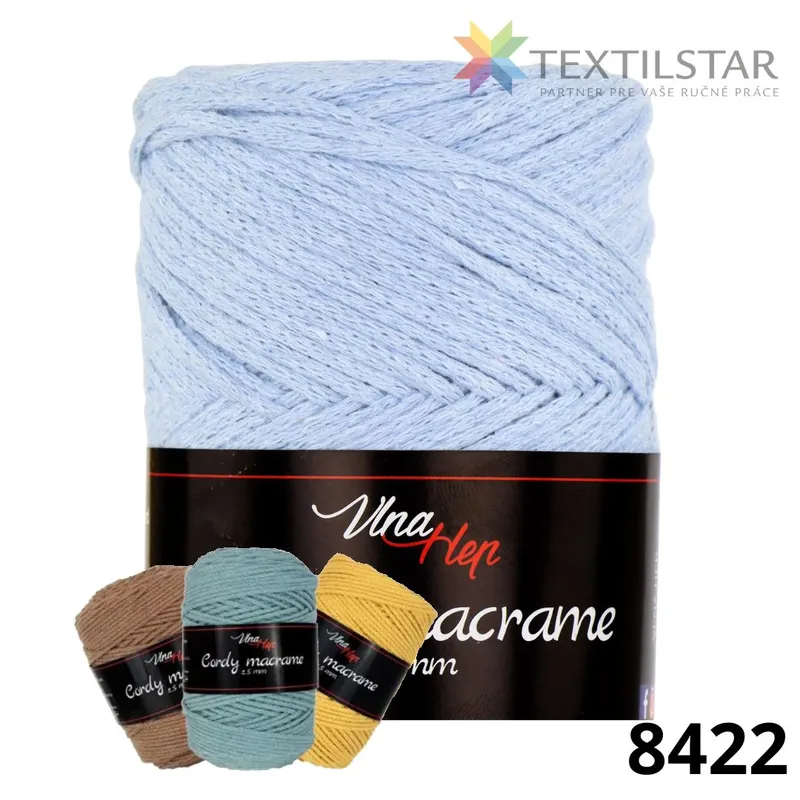 Cordy 2,5mm - macrame 8422-svetlomodrá