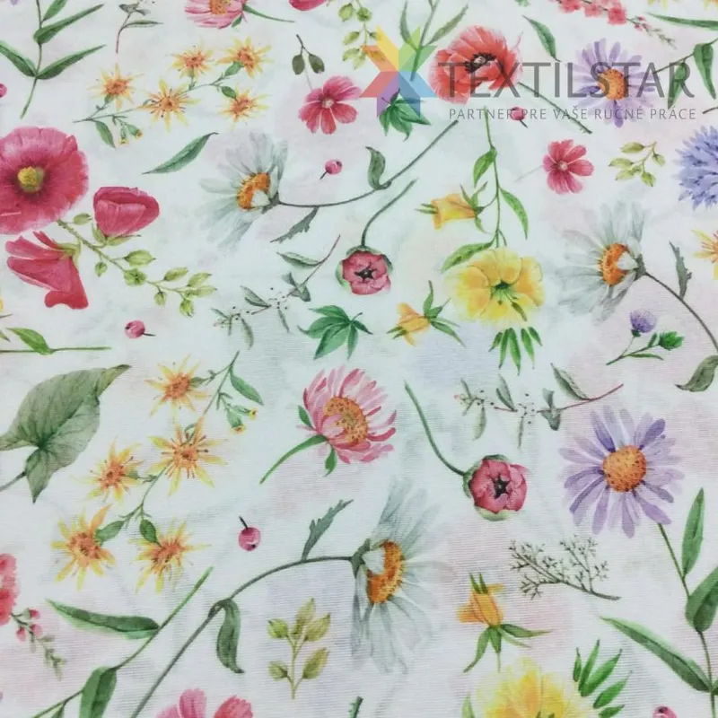 Dekoračná látka Sorel 140cm -ervené maky a lúčne kvety