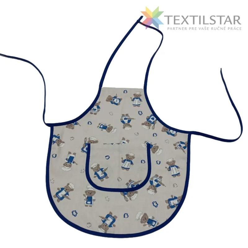 Detská zástera 3 - 5 rokov - macko kuchárik modrý