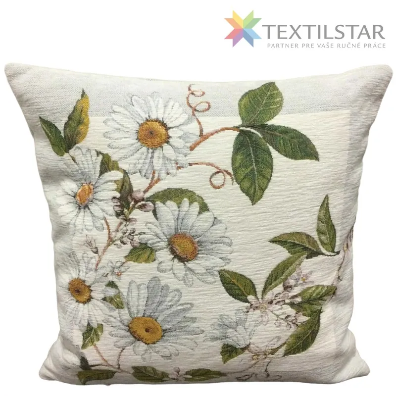 Gobelínová obliečka na vankúšik chenille 42x42 -Margarétky