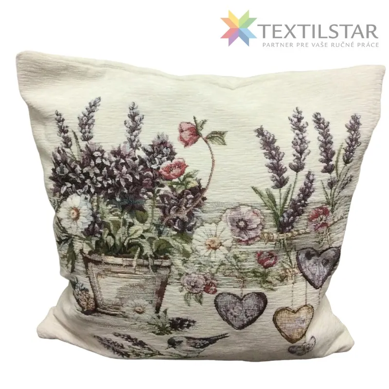 Gobelínová obliečka na vankúšik chenille 42x42 -Orgovány vo vedierku