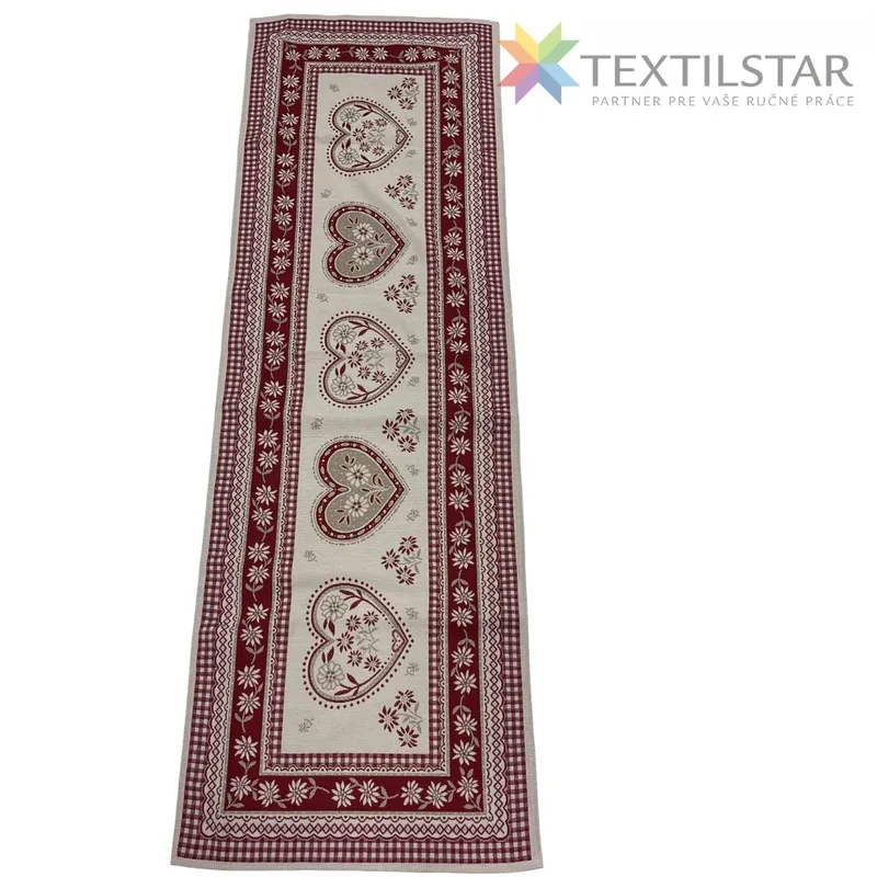 Gobelínový behúň na stôl 45x140 červené srdcia