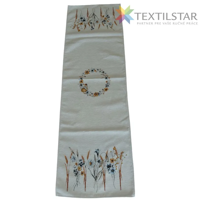 Gobelínový behúň na stôl 45x140 chenille Klasy a poľné kvietky