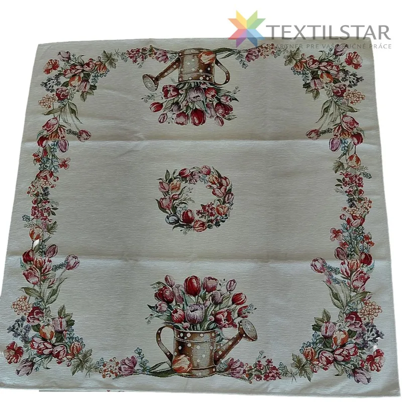 Gobelínový obrus  100x100 chenille Tulipány v krhle