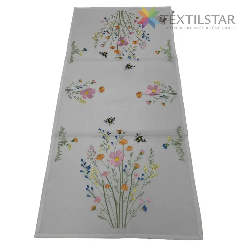 Jarný behúň - Vyšívané lúčne kvietky 40x90cm