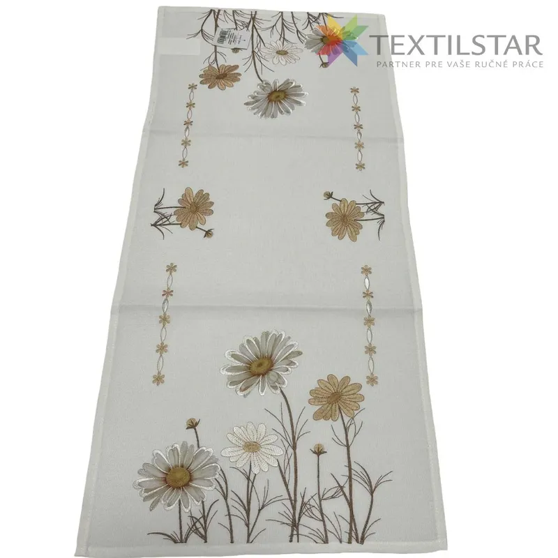 Jarný behúň - Vyšívané margarétky 40x90cm