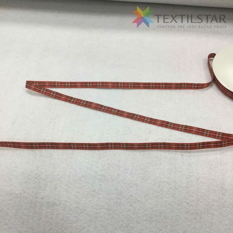 38mm, Galantéria, Stuhy, Vianočné stuhy, Vzorované stuhy - Károvaná stuha 10mm červená