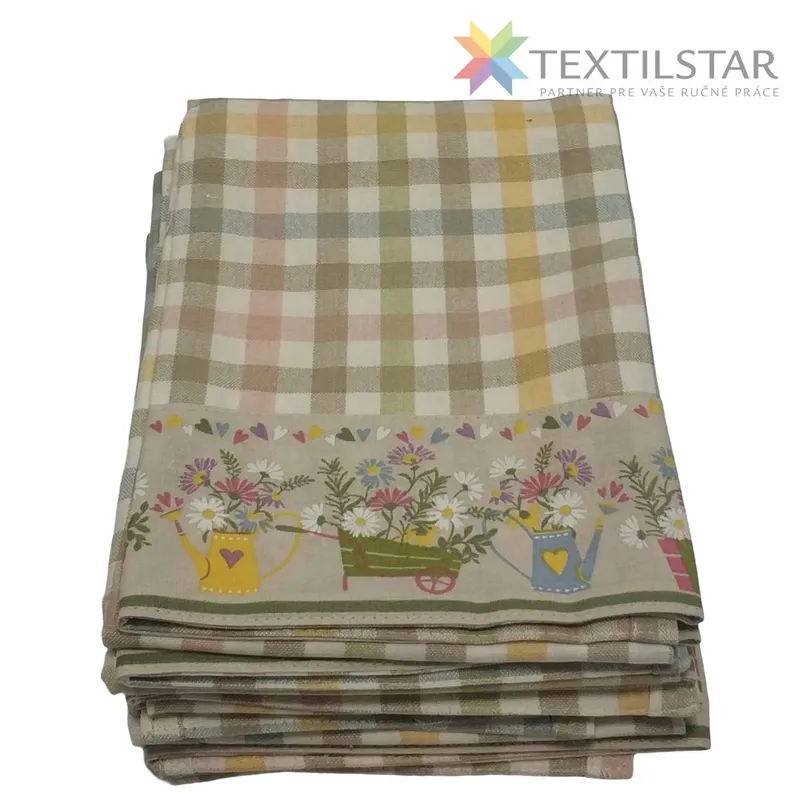 Bytový textil a dekorácie, Kuchynské utierky bavlnené - Kuchynská utierka bavlnená - farebné kocky,jarný motív