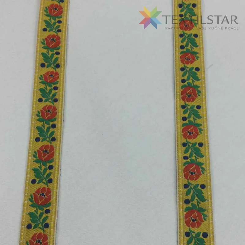 Galantéria, Vzorované stuhy, Stuhy, Folkórne stuhy - Stuha krojová 18mm-žltá