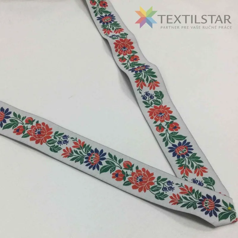 Galantéria, Stuhy, Vzorované stuhy - Stuha krojová 35mm-biela