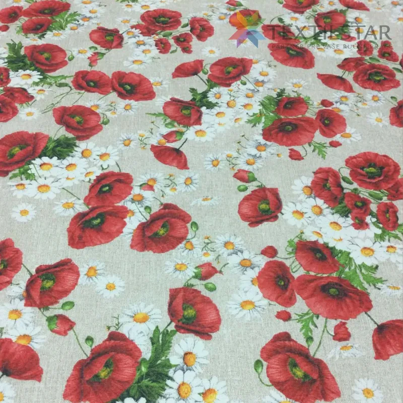 Utierateľná látka Divé maky na režnom podklade