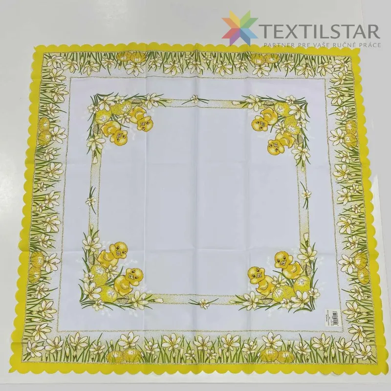 Velkonočný obrus 90x90 cm žltý okraj