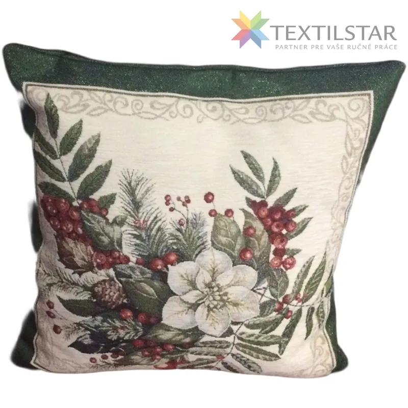 Vianočná obliečka chenille 45x45 - Biela vianočná ruža