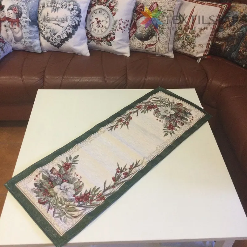 Vianočný gobelínový behúň chenille 40x100-Biela vianočná ruža