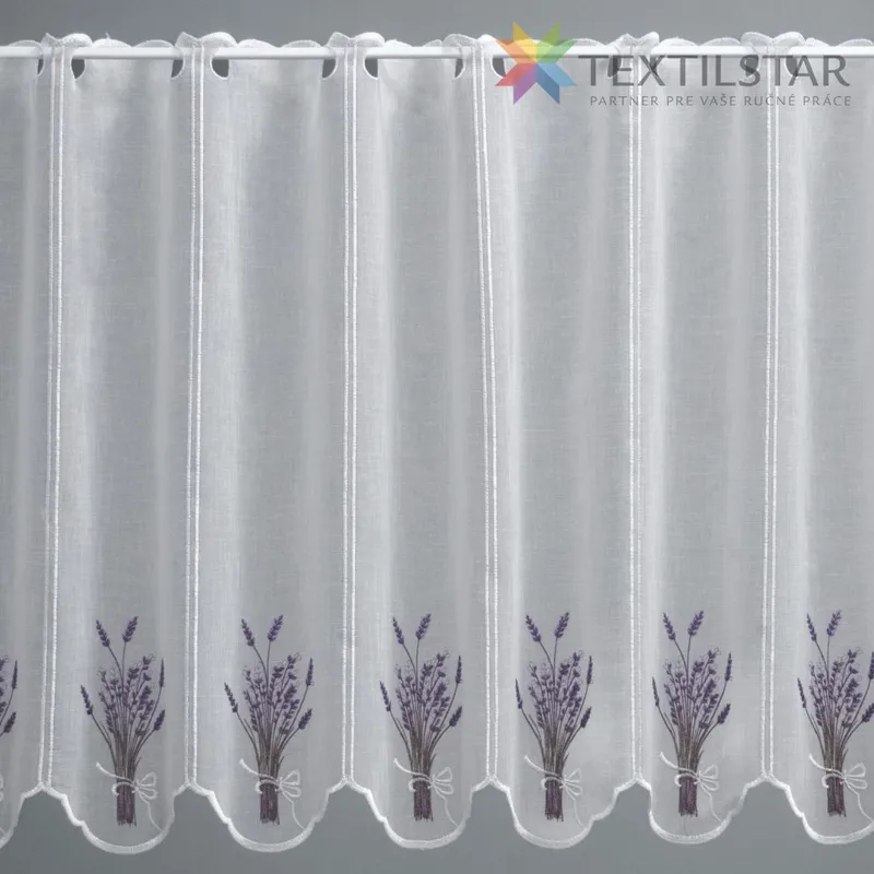 Vitrážna záclona výška 60cm Levanduľové kytičky
